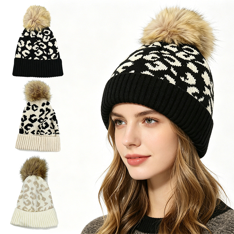 Beanie Cuffed Knit - Gorro de tricô com estampa de